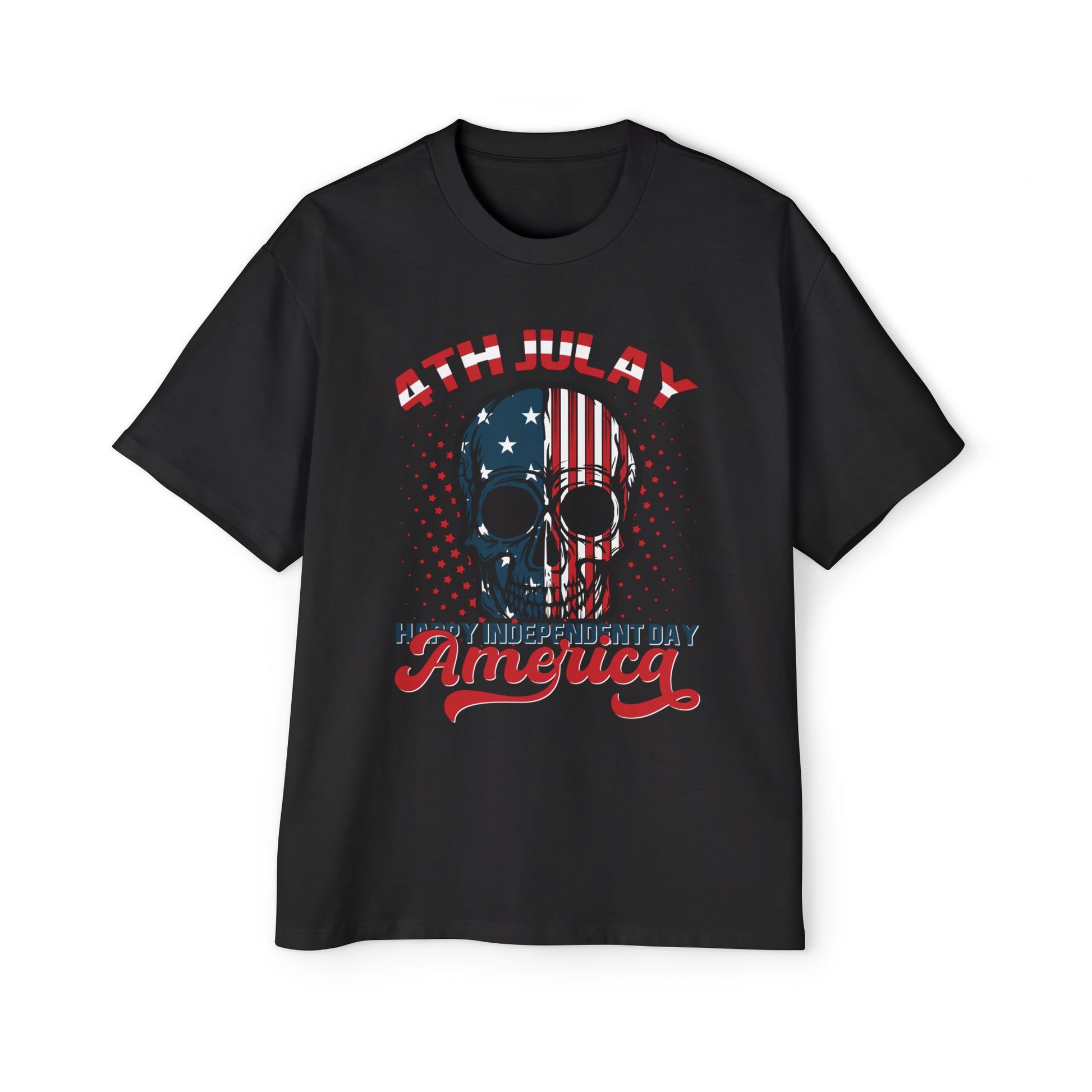 Men's Oversized Independence Day Tee, 4th of July Skull Shirt, Patriotic Graphic Tee, Summer Casual Wear, USA Celebration Clothing