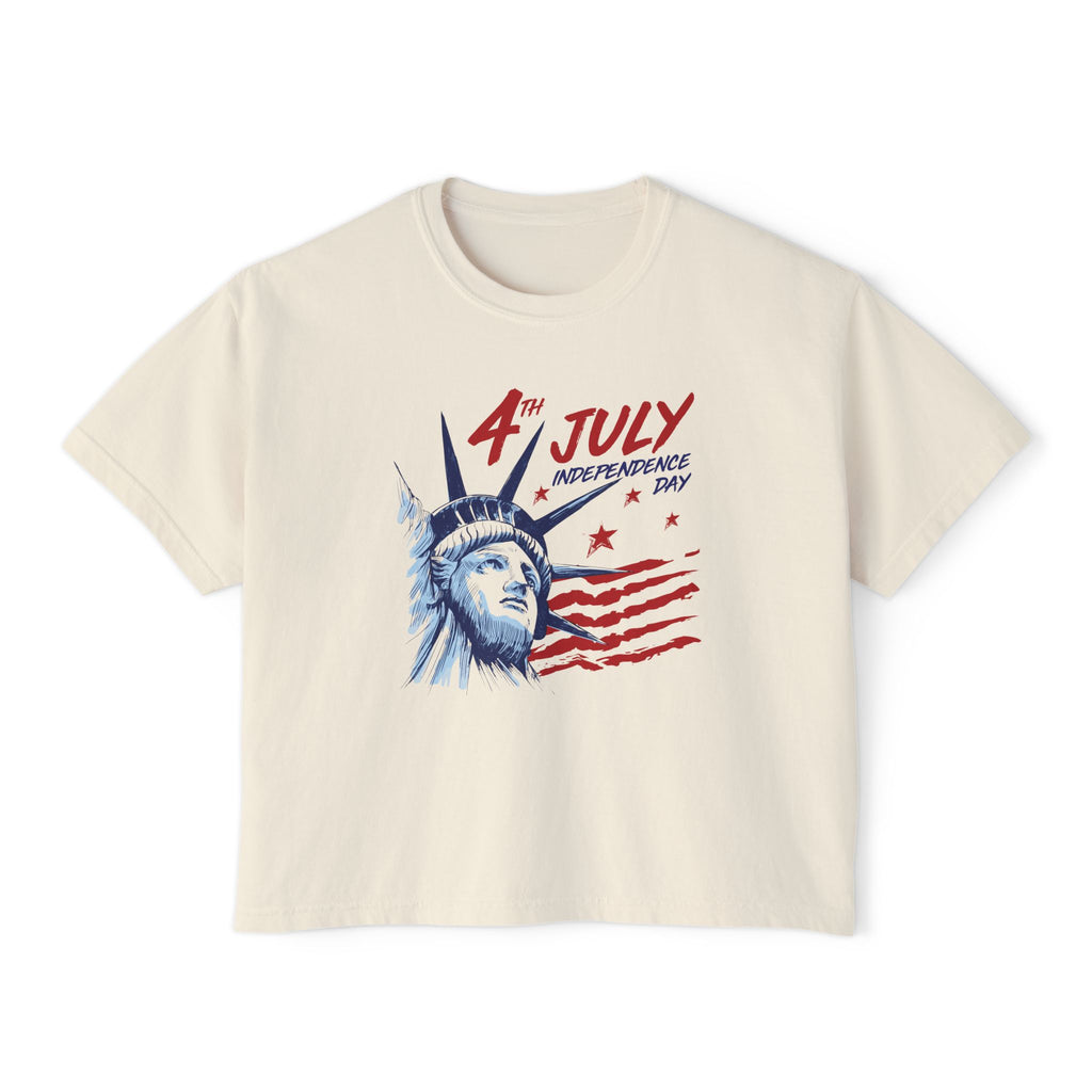 Independence Day Women's Boxy Tee, 4th of July Shirt, Summer Graphic Tee, Freedom Style Top, Casual Patriotic Wear