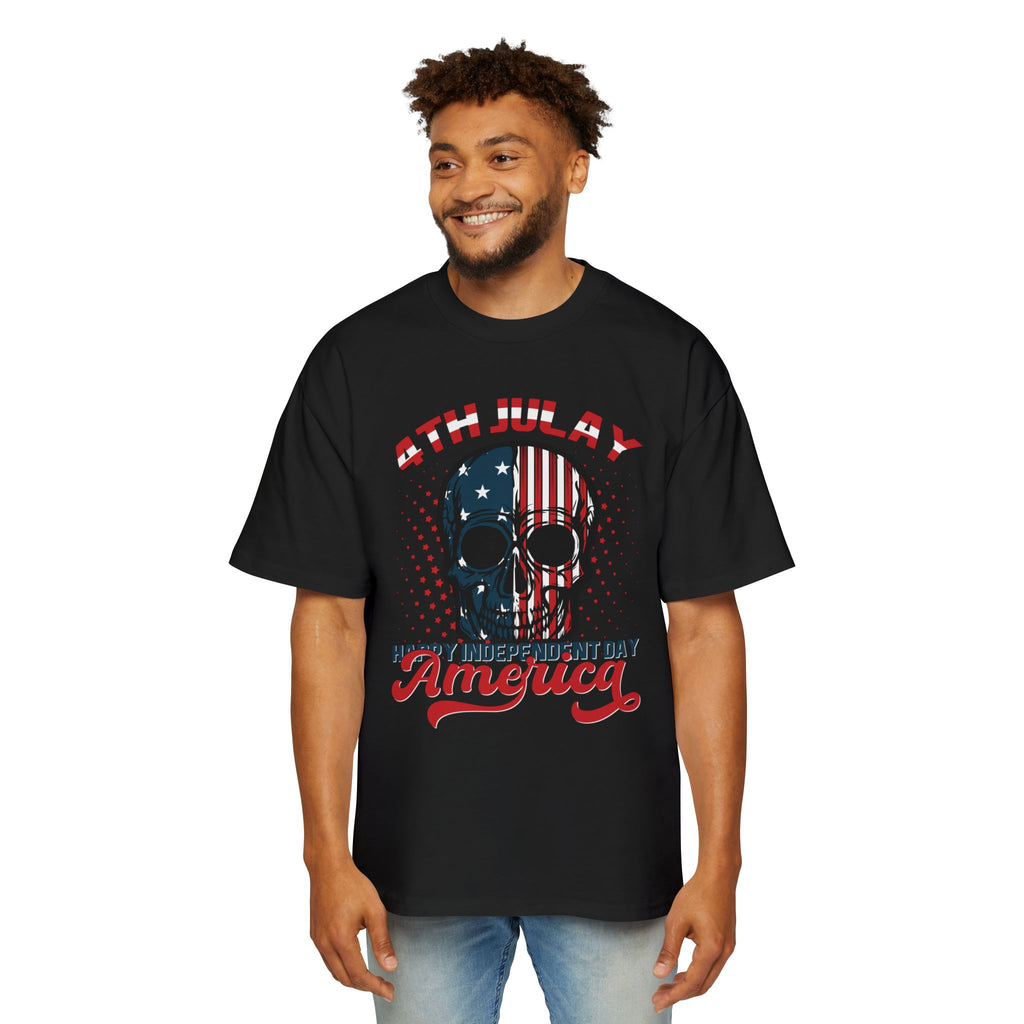 Men's Oversized Independence Day Tee, 4th of July Skull Shirt, Patriotic Graphic Tee, Summer Casual Wear, USA Celebration Clothing