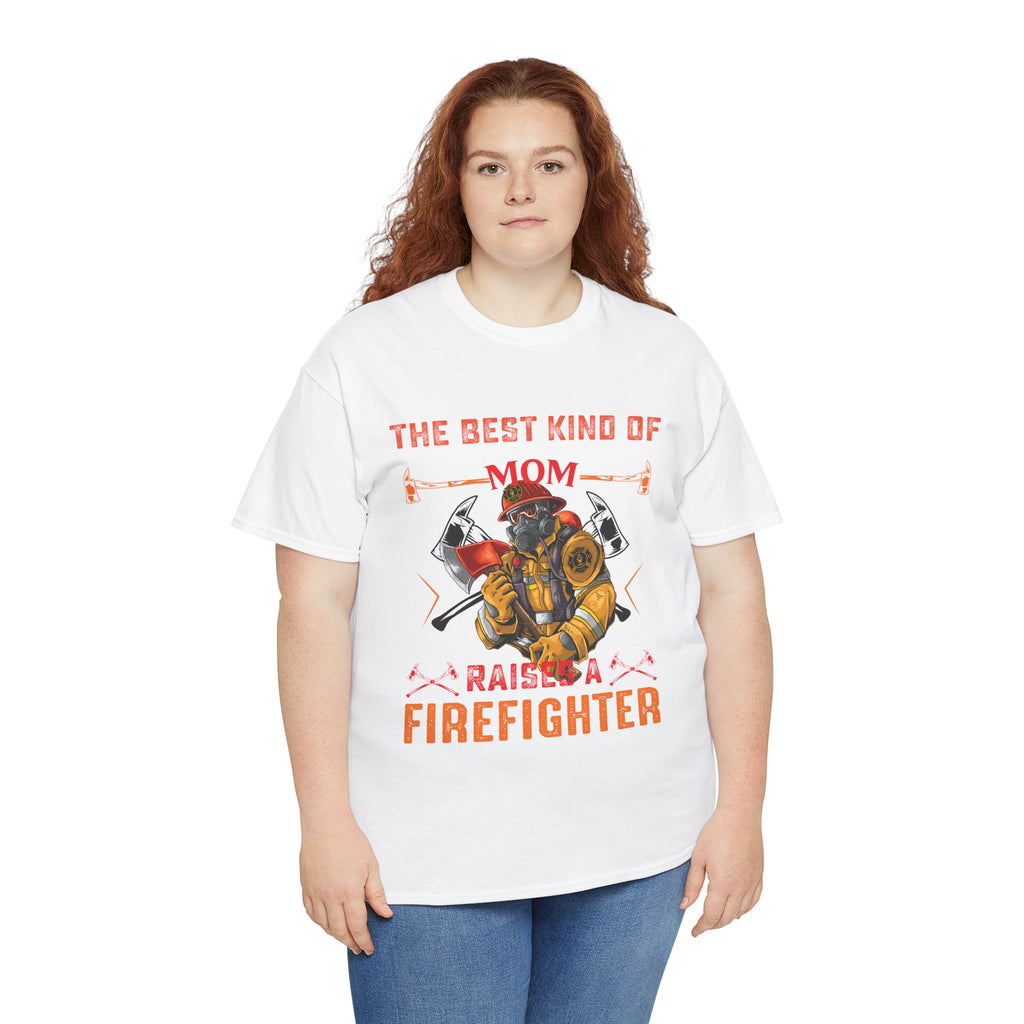 Firefighter Mom Unisex Heavy Cotton Tee, Gift for Firefighter Families, Mother's Day Shirt, Fun Tees, Family Gifts, Supportive Apparel