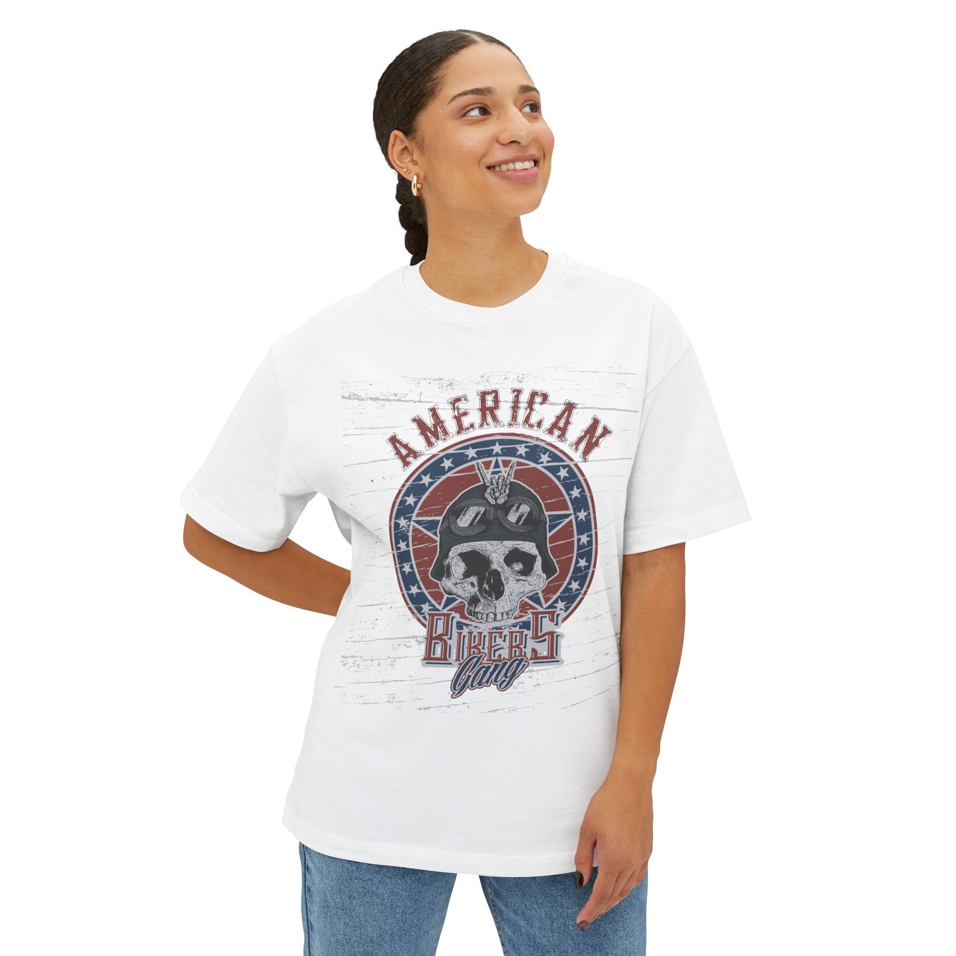 American Bikers Unisex Oversized Tee, Vintage Graphic Tee, Gift for Motorcycle Lovers, Casual Wear, Festival Shirt, Summer Style