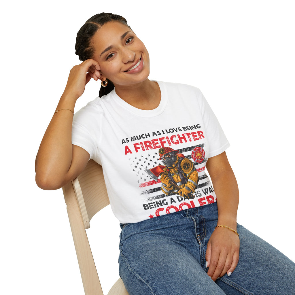 Firefighter Dad Pride T-Shirt | Gifts for Dads, Firefighter Apparel, Father's Day, Patriotic Tees, Unisex Casual Wear