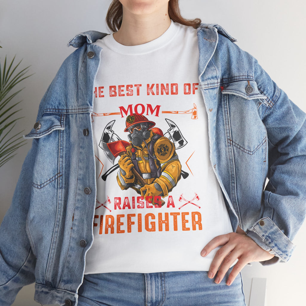Firefighter Mom Unisex Heavy Cotton Tee, Gift for Firefighter Families, Mother's Day Shirt, Fun Tees, Family Gifts, Supportive Apparel