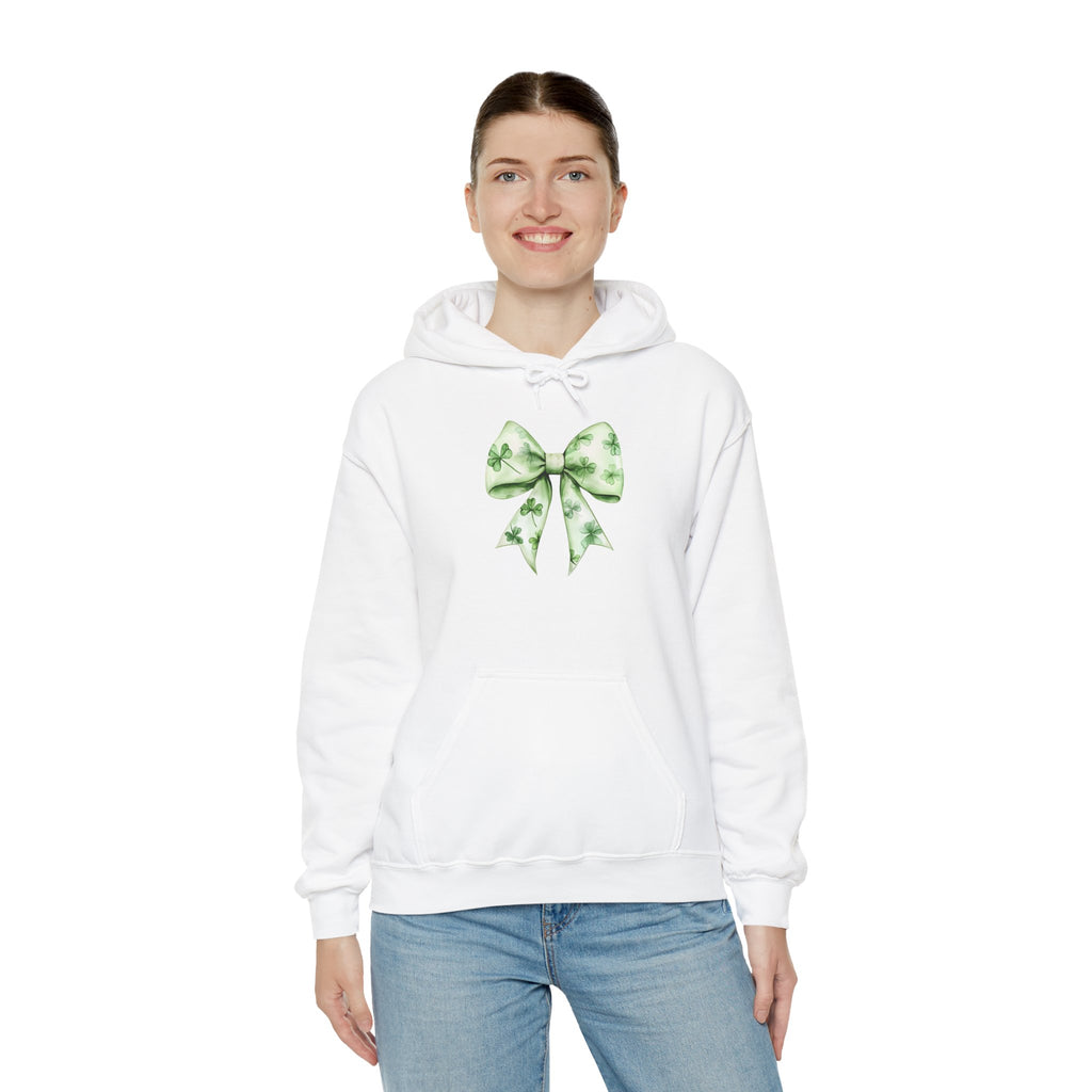 St. Patrick's Day Bow Hoodie, Unisex Sweatshirt, Green Bow Tie Sweatshirt, Lucky Charm Gift, Cozy Casual Wear