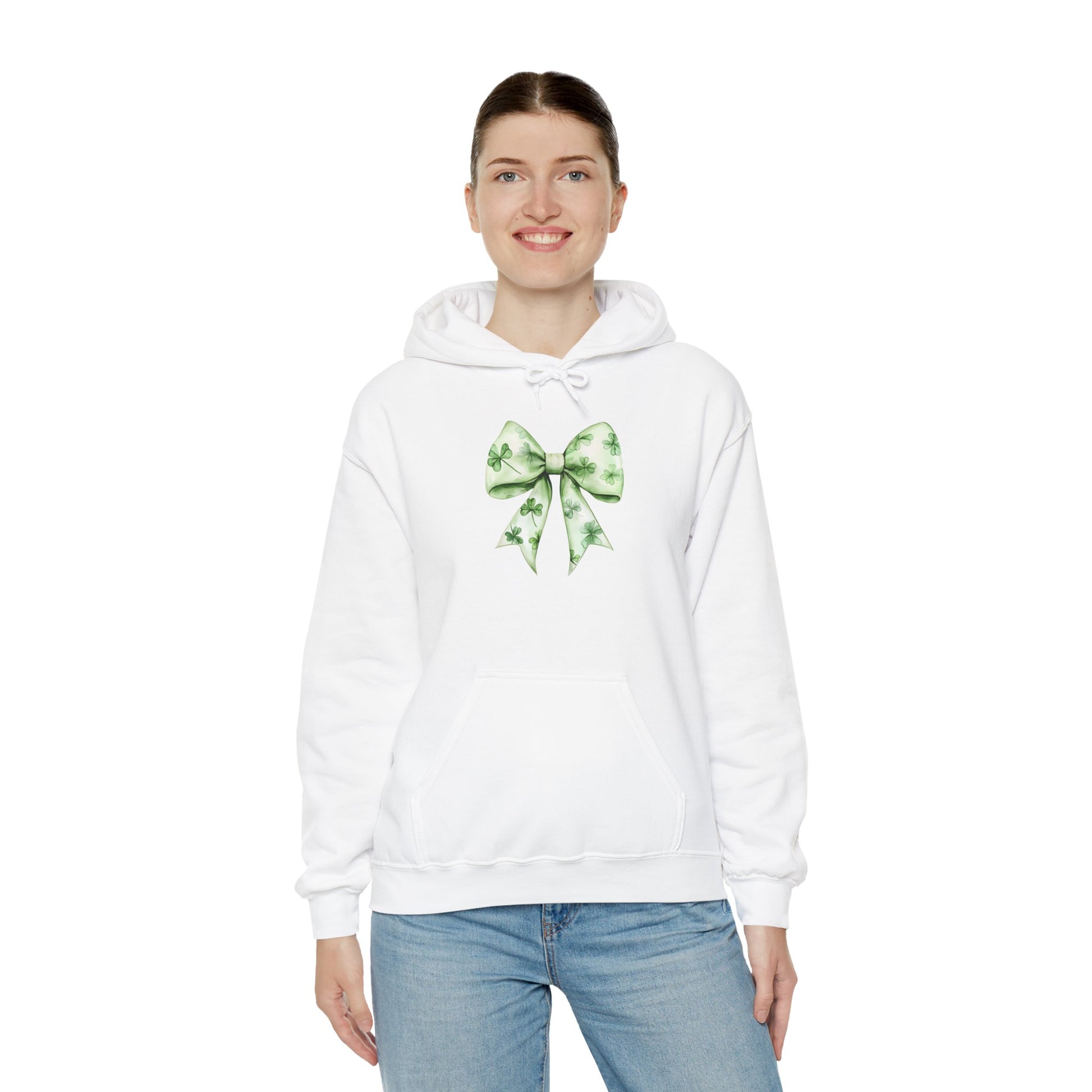 St. Patrick's Day Bow Hoodie, Unisex Sweatshirt, Green Bow Tie Sweatshirt, Lucky Charm Gift, Cozy Casual Wear