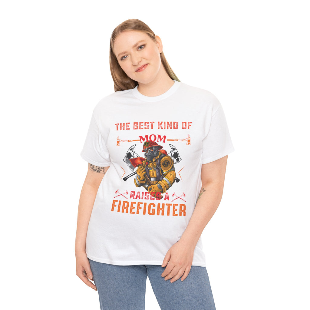 Firefighter Mom Unisex Heavy Cotton Tee, Gift for Firefighter Families, Mother's Day Shirt, Fun Tees, Family Gifts, Supportive Apparel