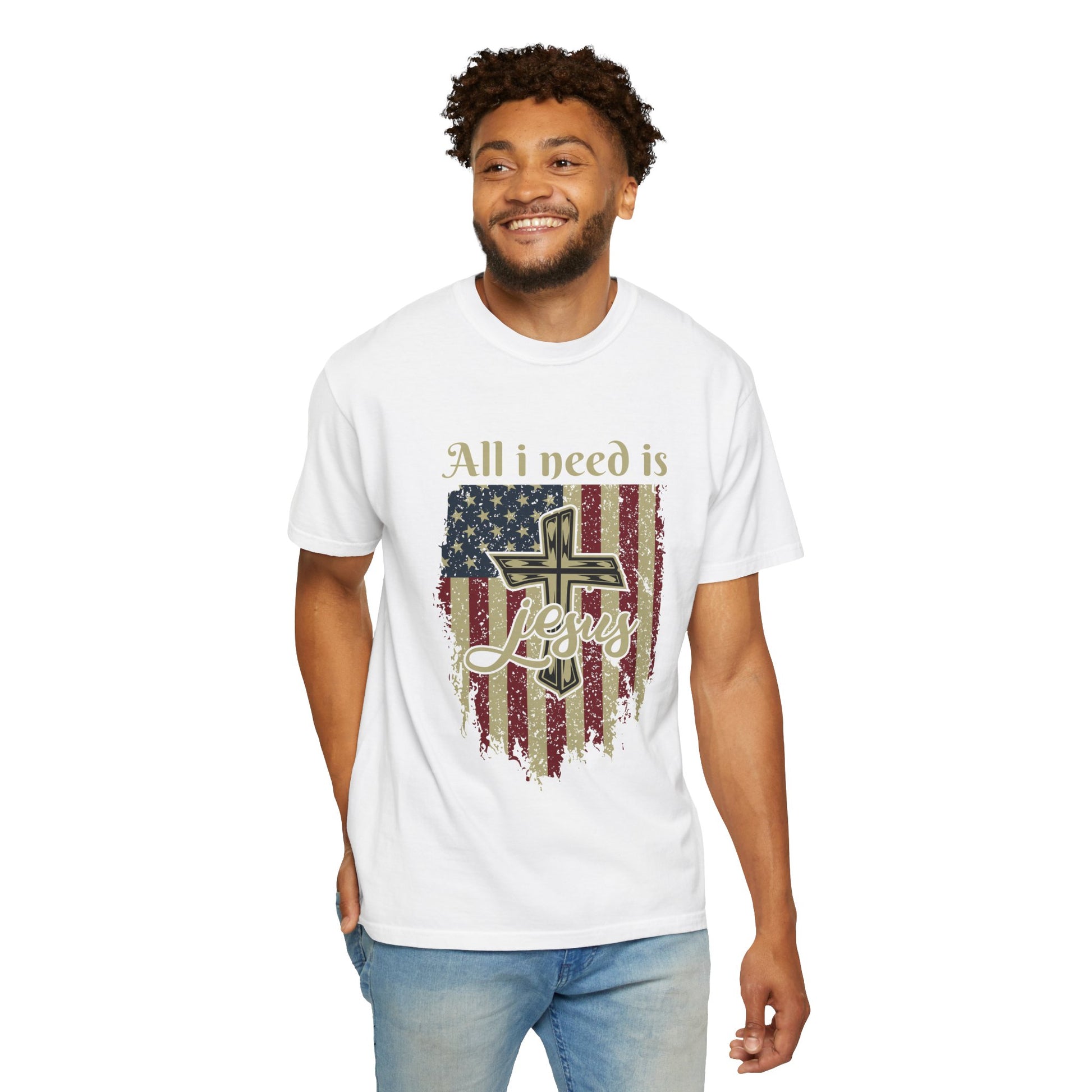 All I Need Is Jesus T-Shirt | Garment-Dyed | Faith-Based Apparel | Christian Gift | Casual Wear | Summer Style | Inspirational Tees