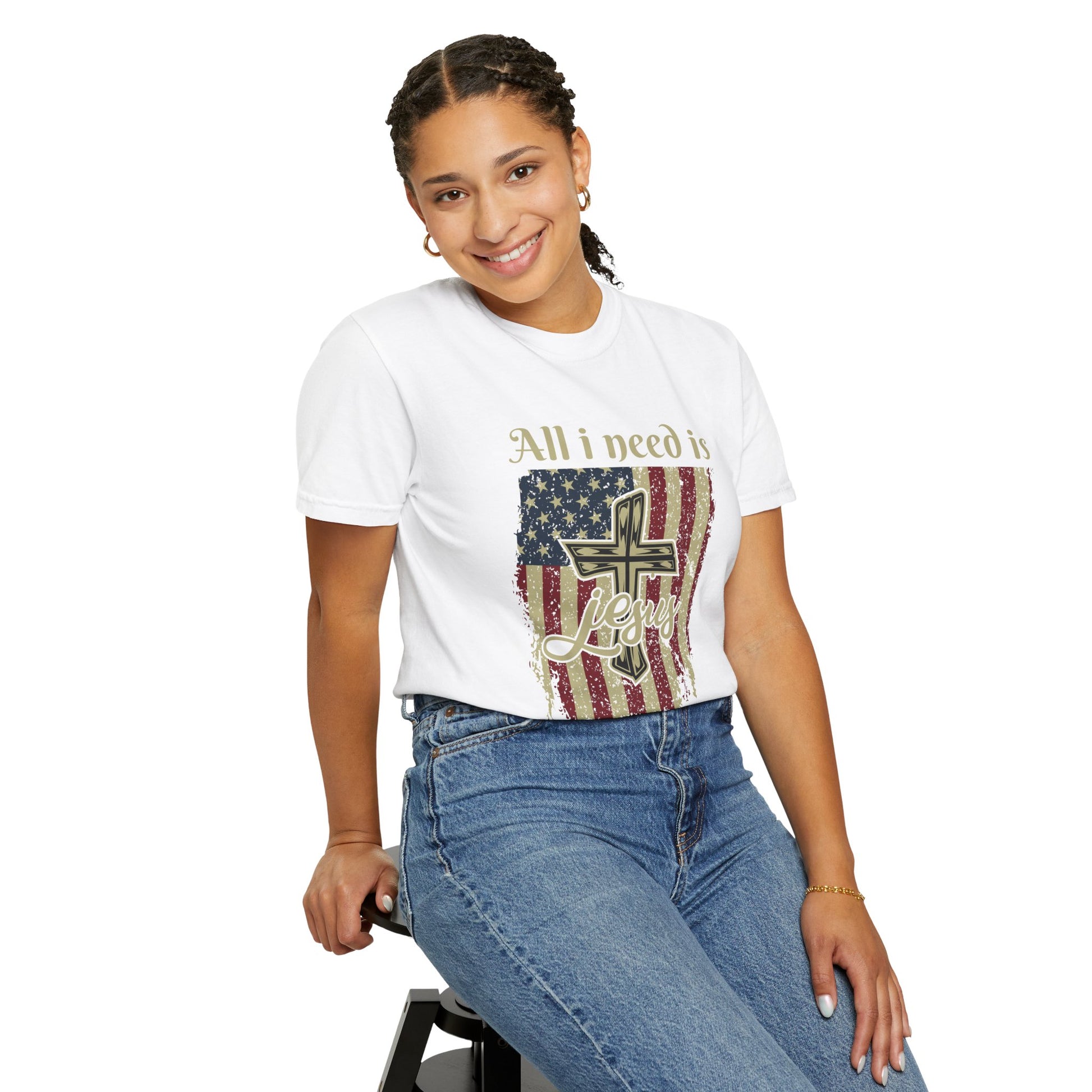 All I Need Is Jesus T-Shirt | Garment-Dyed | Faith-Based Apparel | Christian Gift | Casual Wear | Summer Style | Inspirational Tees