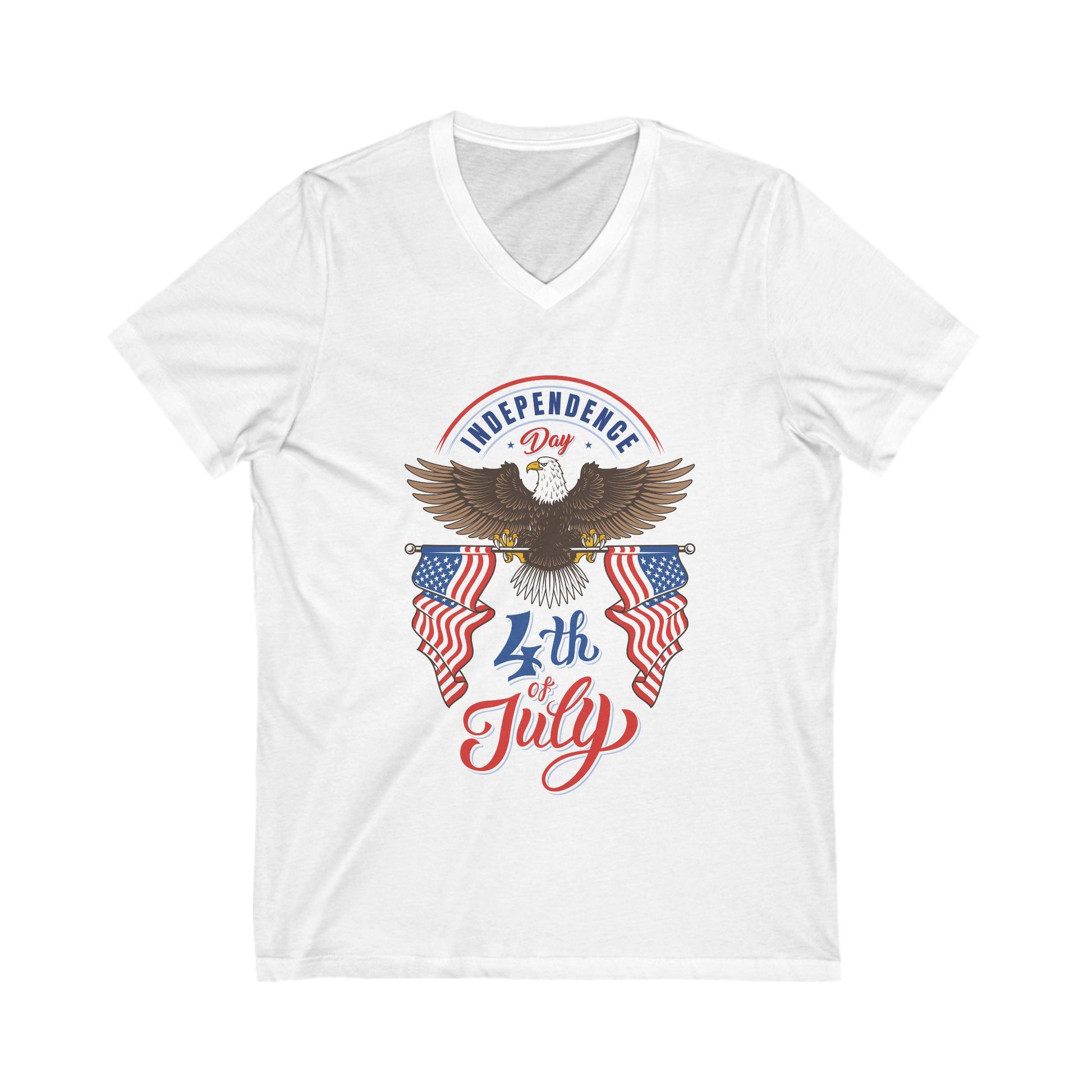 Patriotic Independence Day V-Neck Tee, 4th of July Shirt, Unisex Graphic Tee, Summer Celebration Top, Casual Independence Day Wear