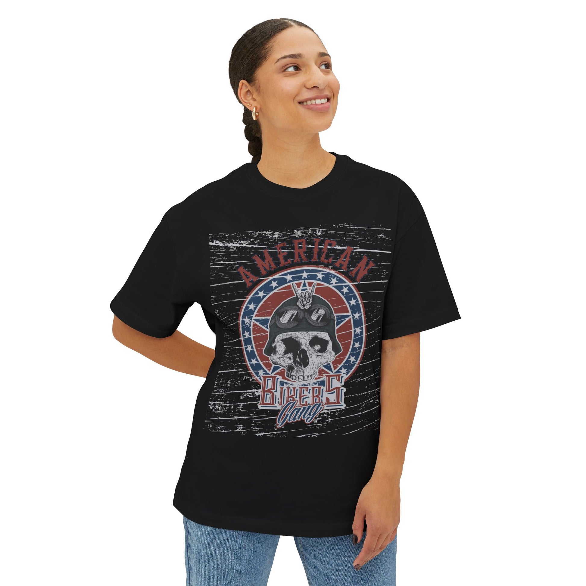 American Bikers Unisex Oversized Tee, Vintage Graphic Tee, Gift for Motorcycle Lovers, Casual Wear, Festival Shirt, Summer Style
