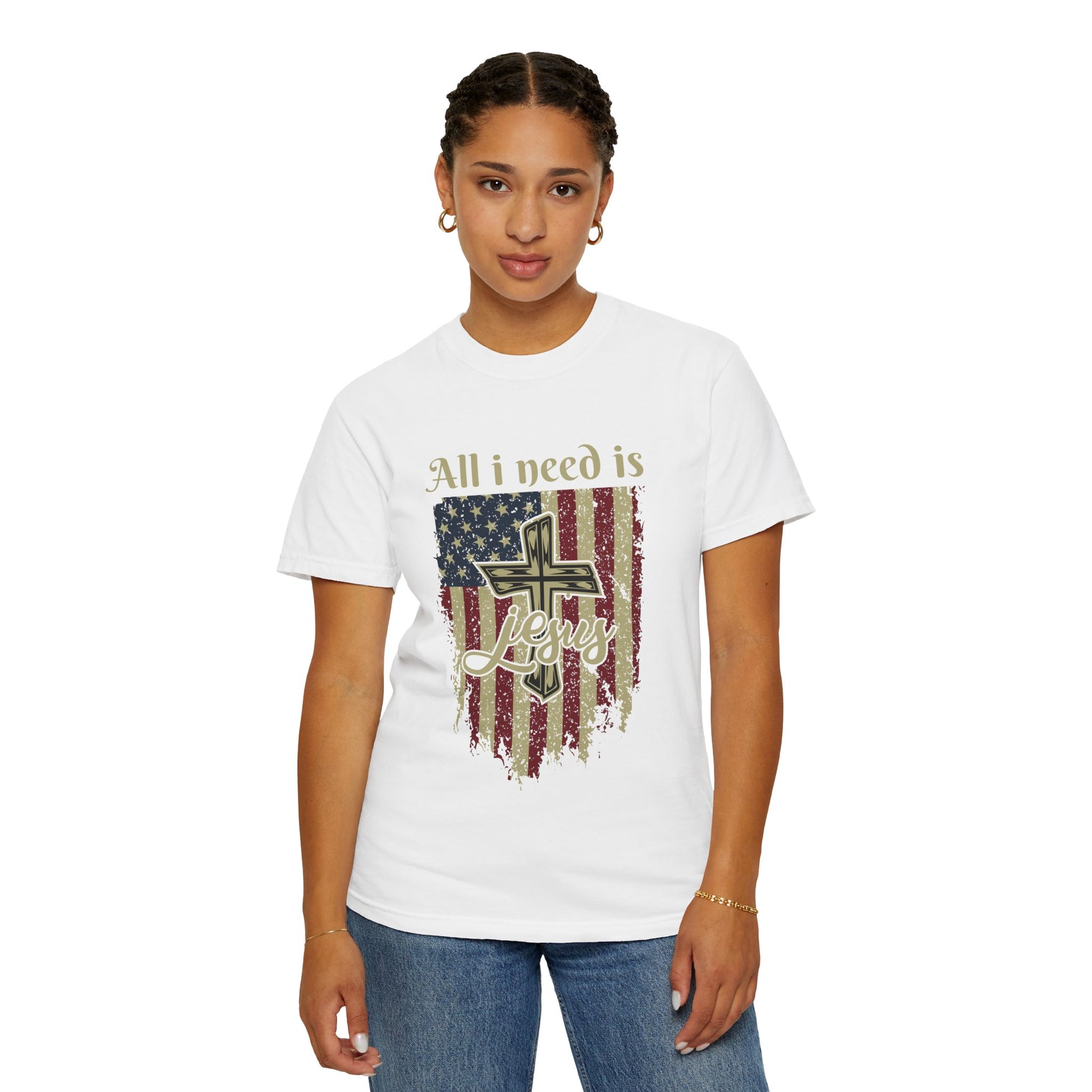 All I Need Is Jesus T-Shirt | Garment-Dyed | Faith-Based Apparel | Christian Gift | Casual Wear | Summer Style | Inspirational Tees
