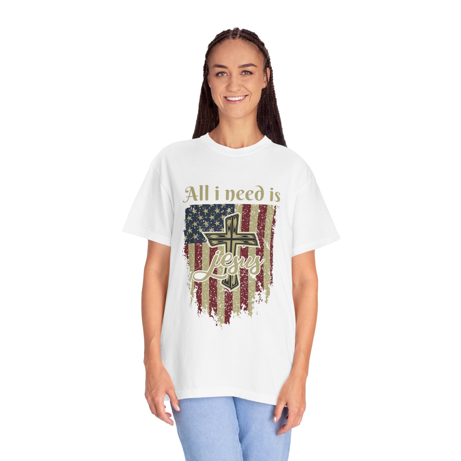 All I Need Is Jesus T-Shirt | Garment-Dyed | Faith-Based Apparel | Christian Gift | Casual Wear | Summer Style | Inspirational Tees