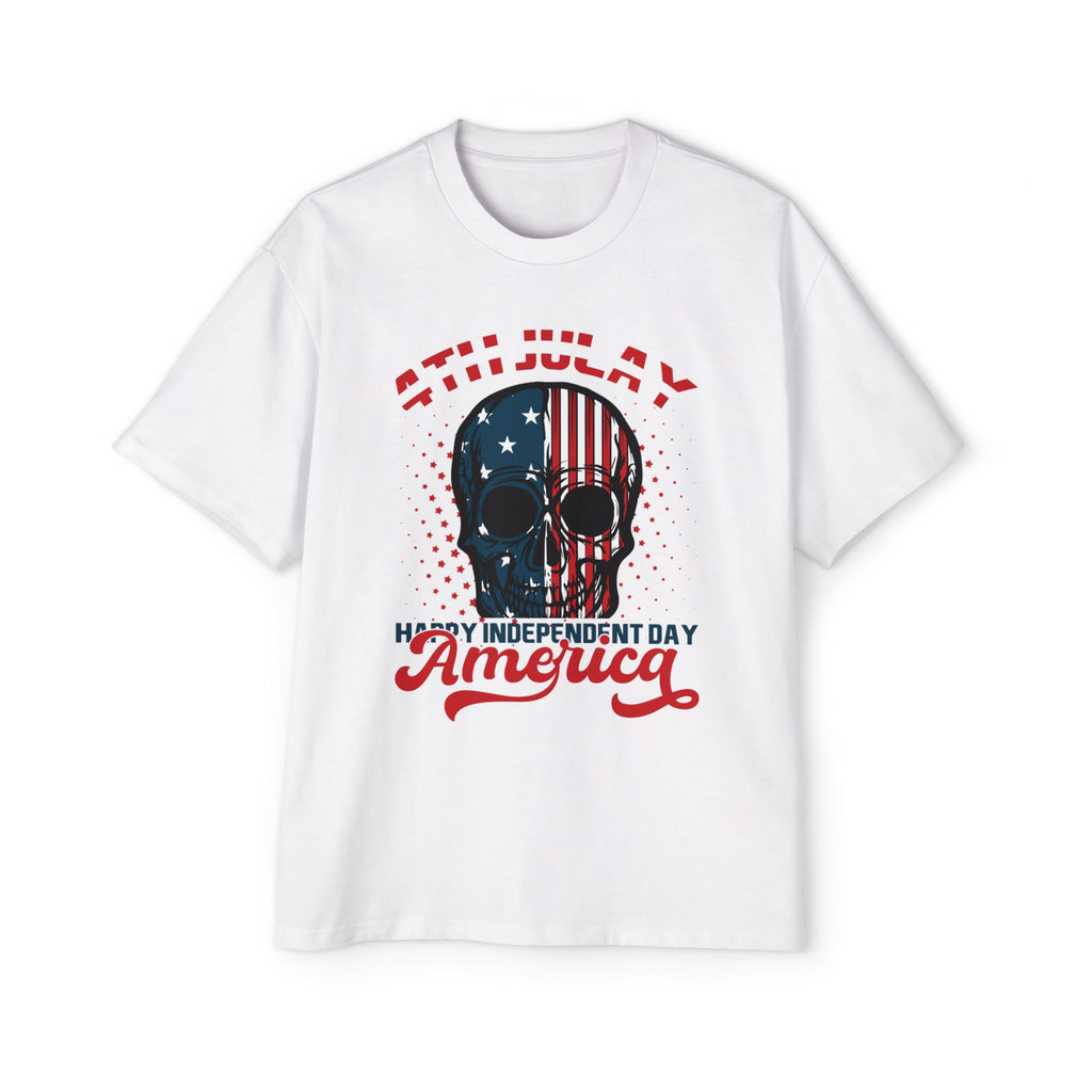Men's Oversized Independence Day Tee, 4th of July Skull Shirt, Patriotic Graphic Tee, Summer Casual Wear, USA Celebration Clothing