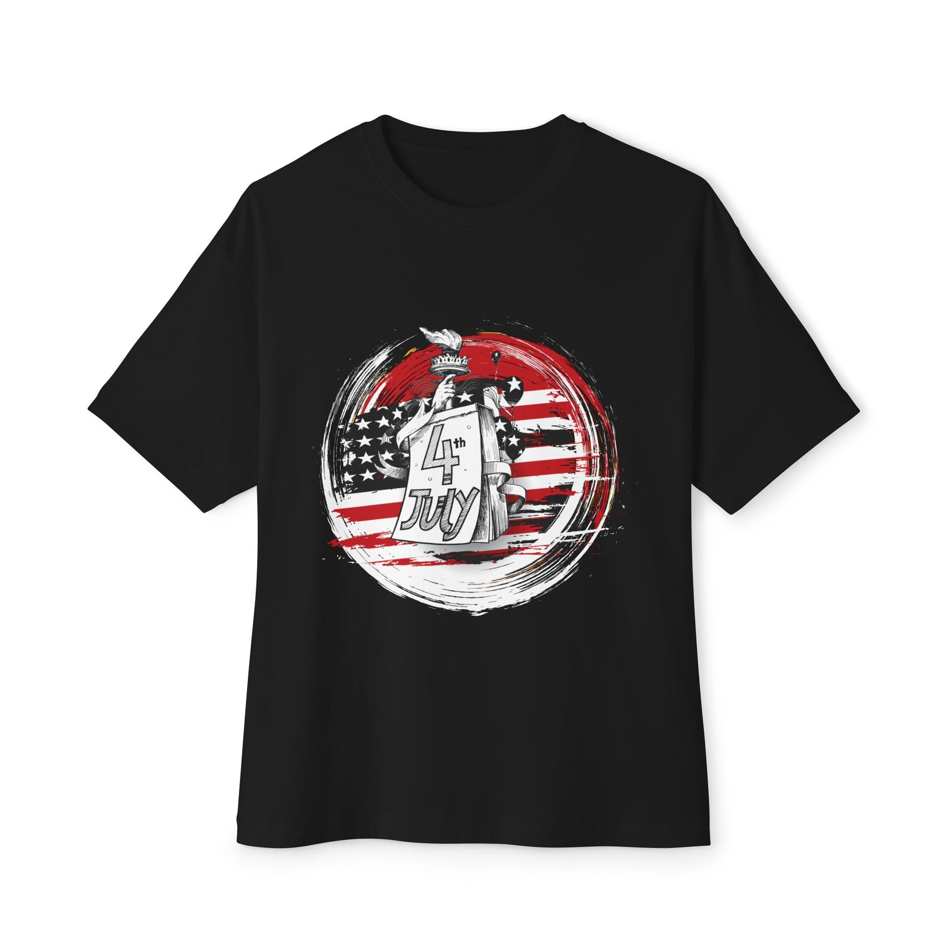 Patriotic Oversized Boxy Tee for Independence Day | 4th of July T-Shirt, Casual Summer Wear, Gift for Men and Women, Red White Blue Tee