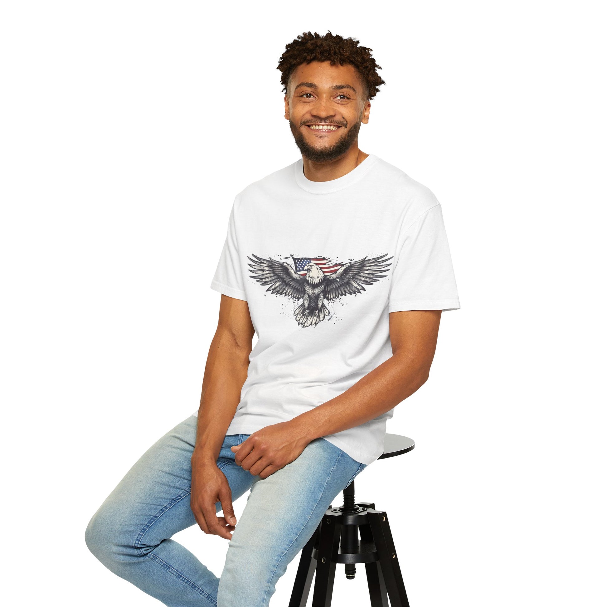 Eagle Flag Graphic T-shirt, Patriotic Tee, Unisex Apparel, Independence Day Gift, Nature Lover Shirt, Outdoor Adventure Tee