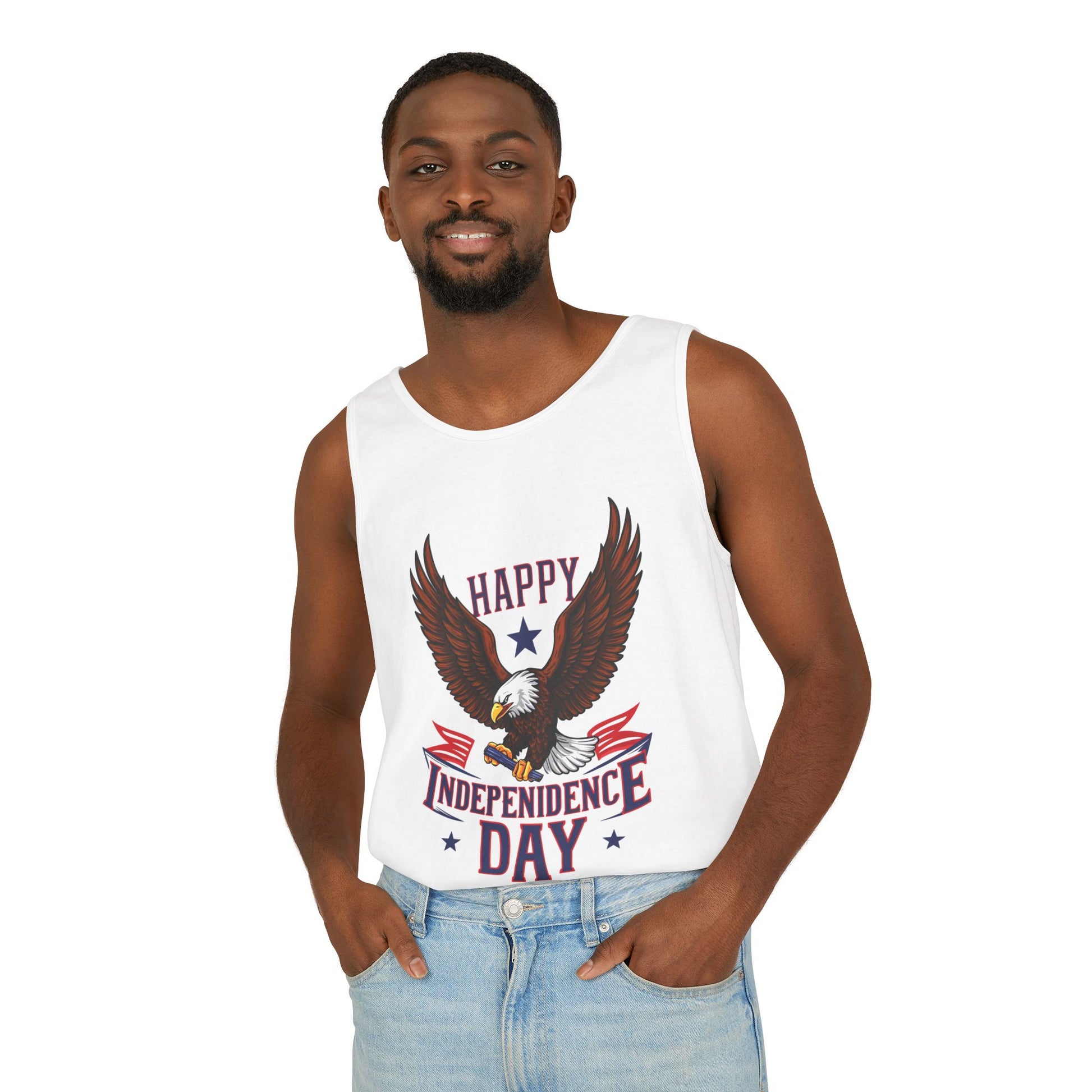 Patriotic Eagle Tank Top - Unisex Garment-Dyed Tee for Independence Day, Summer BBQs, Casual Wear, Outdoor Events, Gift