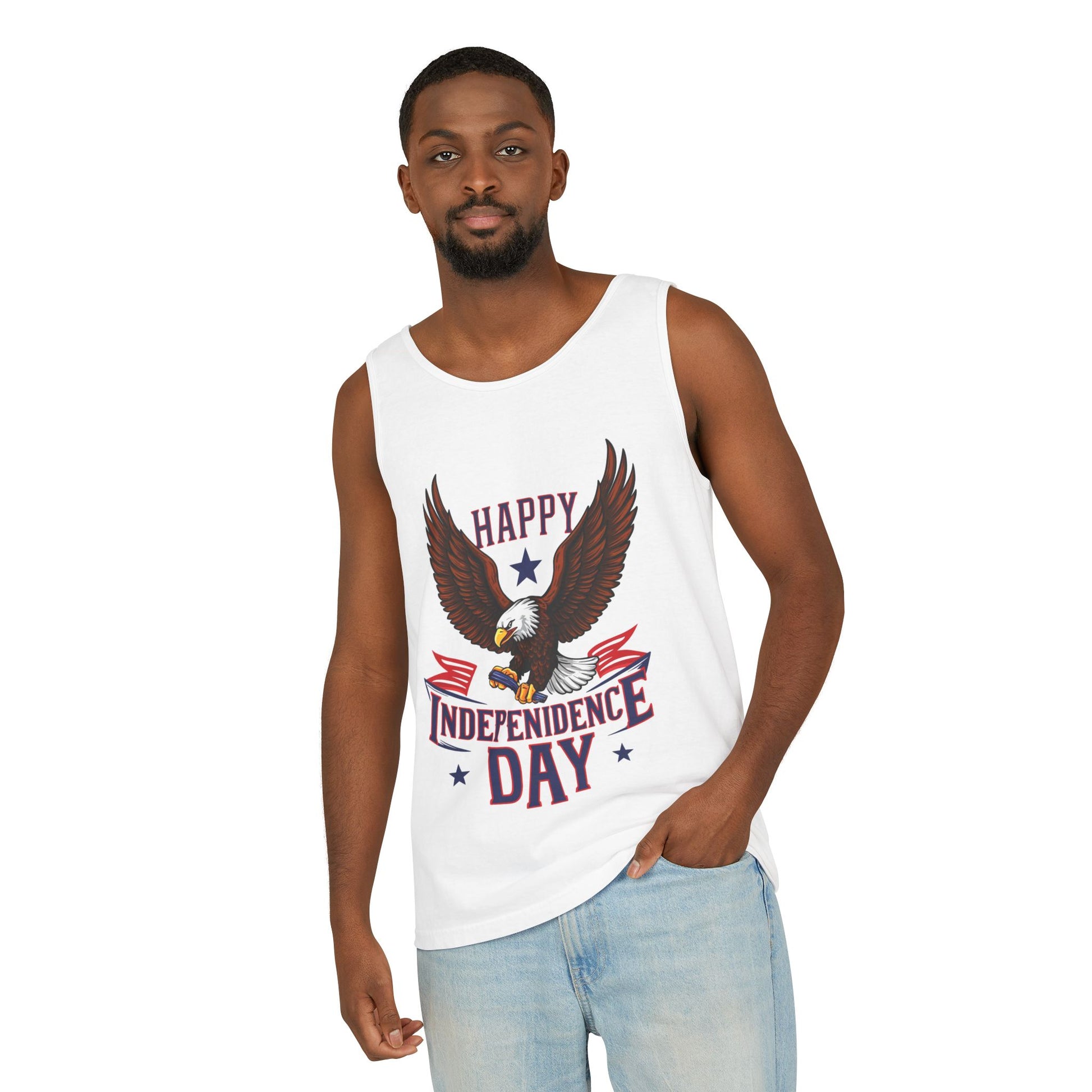 Patriotic Eagle Tank Top - Unisex Garment-Dyed Tee for Independence Day, Summer BBQs, Casual Wear, Outdoor Events, Gift