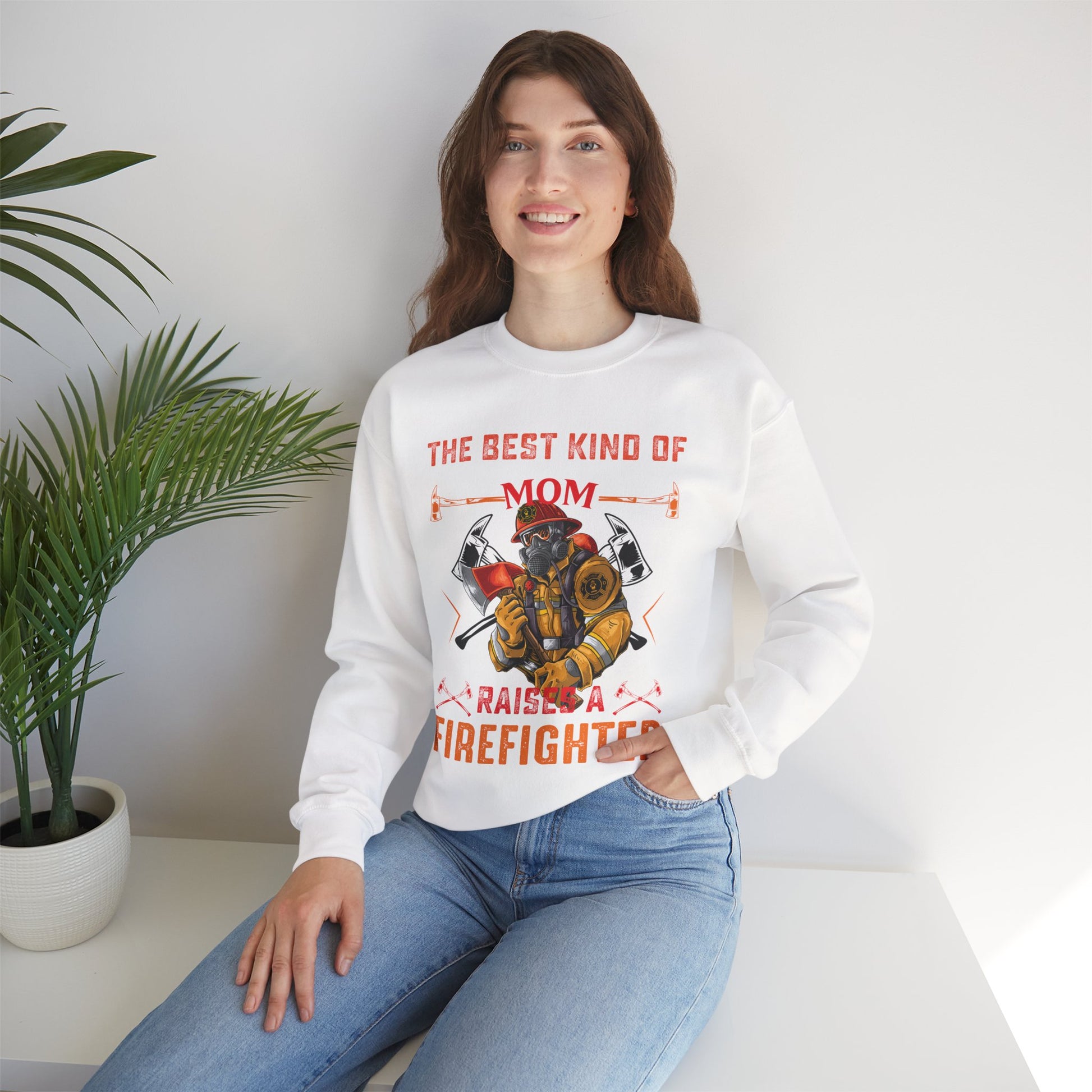 Proud Firefighter Mom Crewneck Sweatshirt, Firefighter Gift, Mom Sweatshirt, Casual Wear, Unique Mom Gift