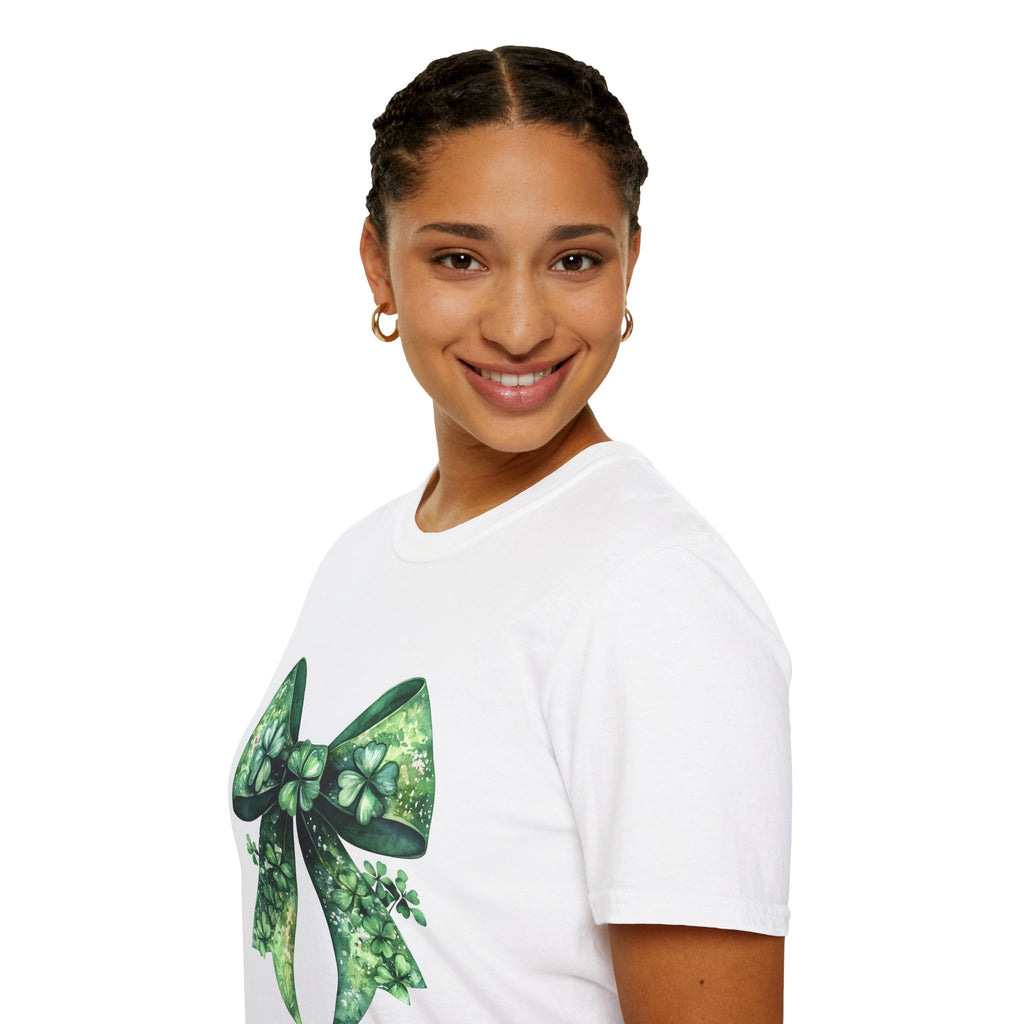 St. Patrick's Day Bow T-Shirt, Unisex Shirt, Green Bow Tee, Casual Wear, Gift for Him/Her, Holiday Apparel