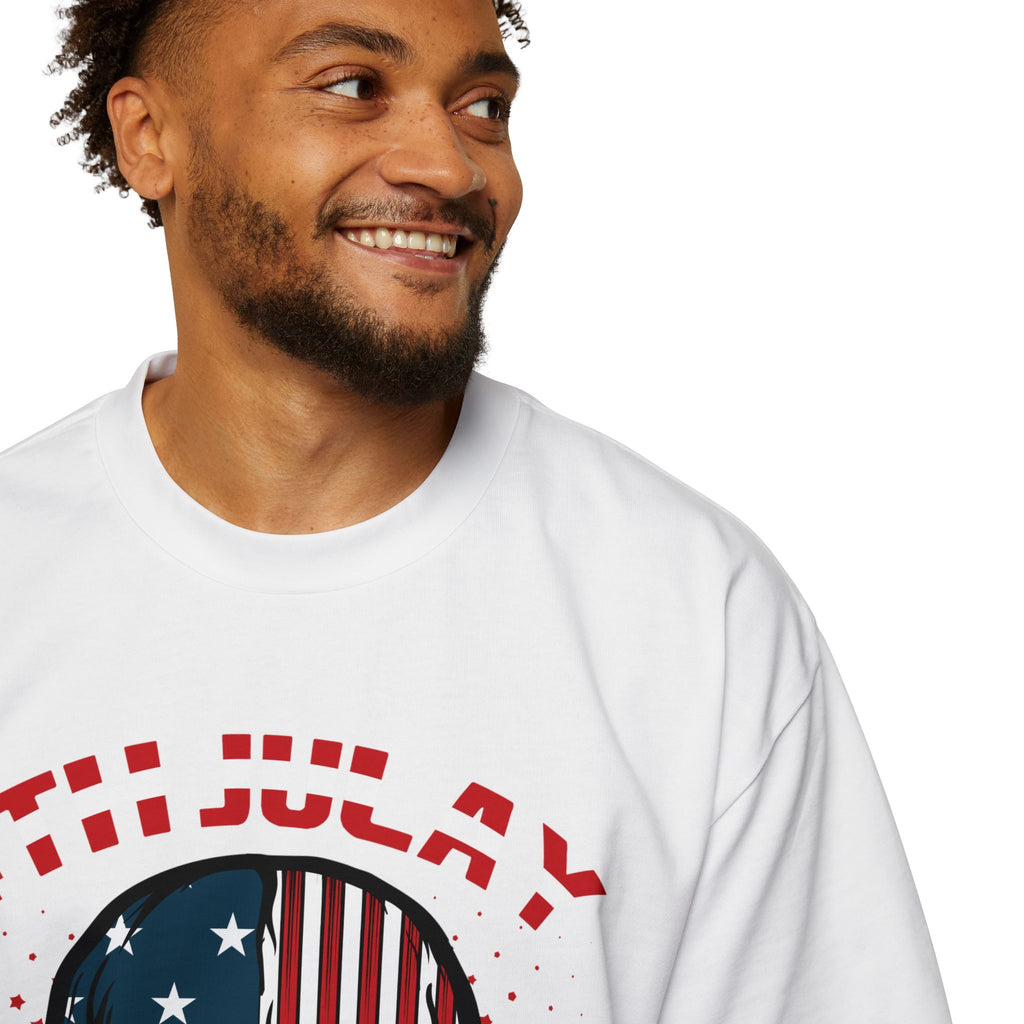 Men's Oversized Independence Day Tee, 4th of July Skull Shirt, Patriotic Graphic Tee, Summer Casual Wear, USA Celebration Clothing