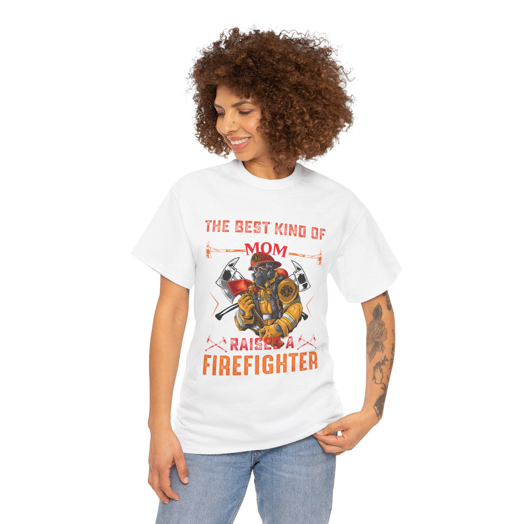 Firefighter Mom Unisex Heavy Cotton Tee, Gift for Firefighter Families, Mother's Day Shirt, Fun Tees, Family Gifts, Supportive Apparel