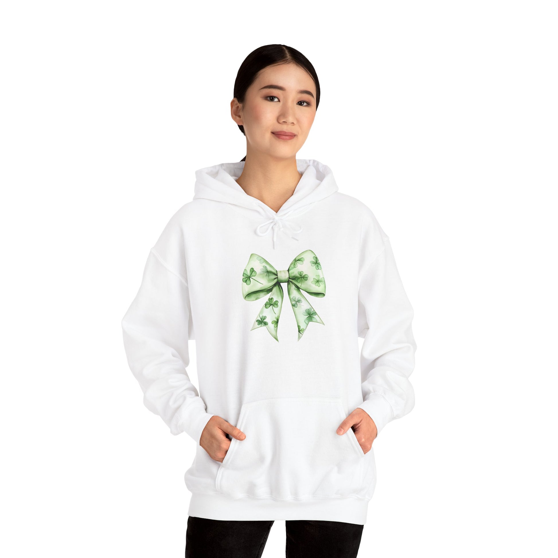 St. Patrick's Day Bow Hoodie, Unisex Sweatshirt, Green Bow Tie Sweatshirt, Lucky Charm Gift, Cozy Casual Wear