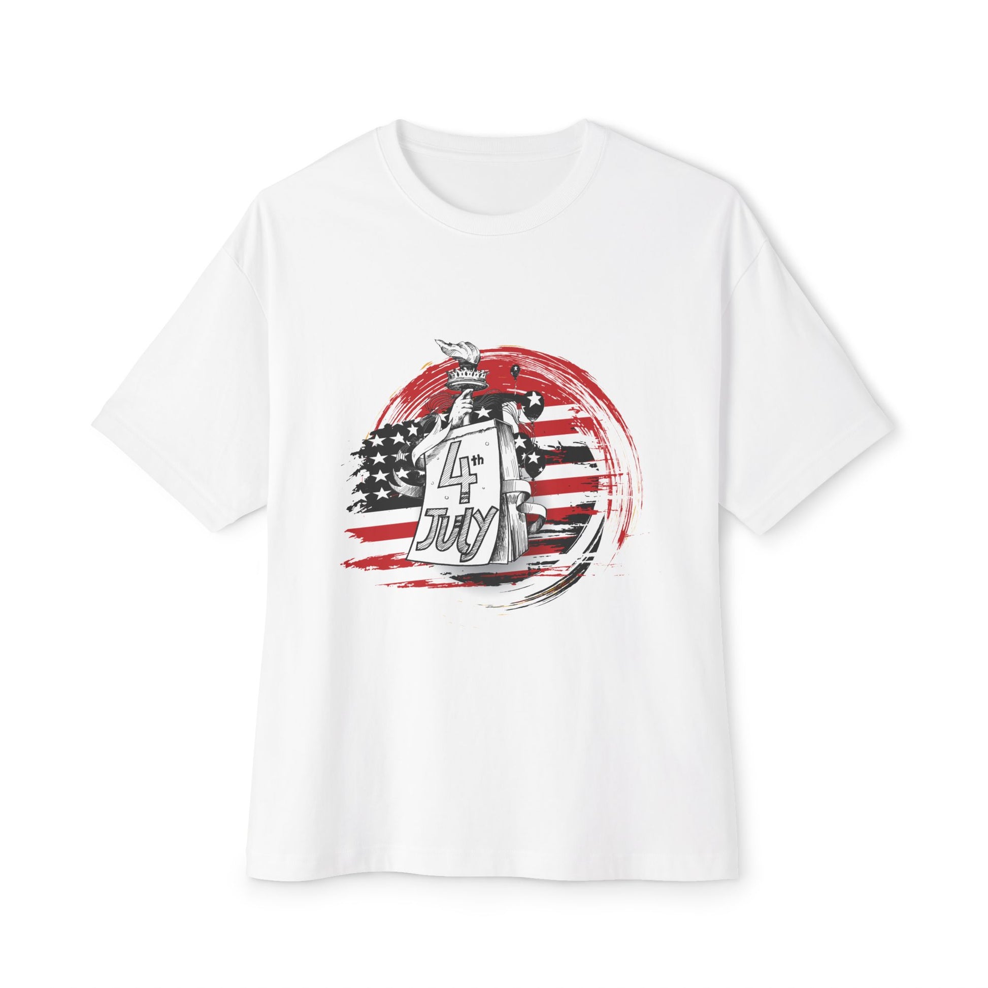 Patriotic Oversized Boxy Tee for Independence Day | 4th of July T-Shirt, Casual Summer Wear, Gift for Men and Women, Red White Blue Tee