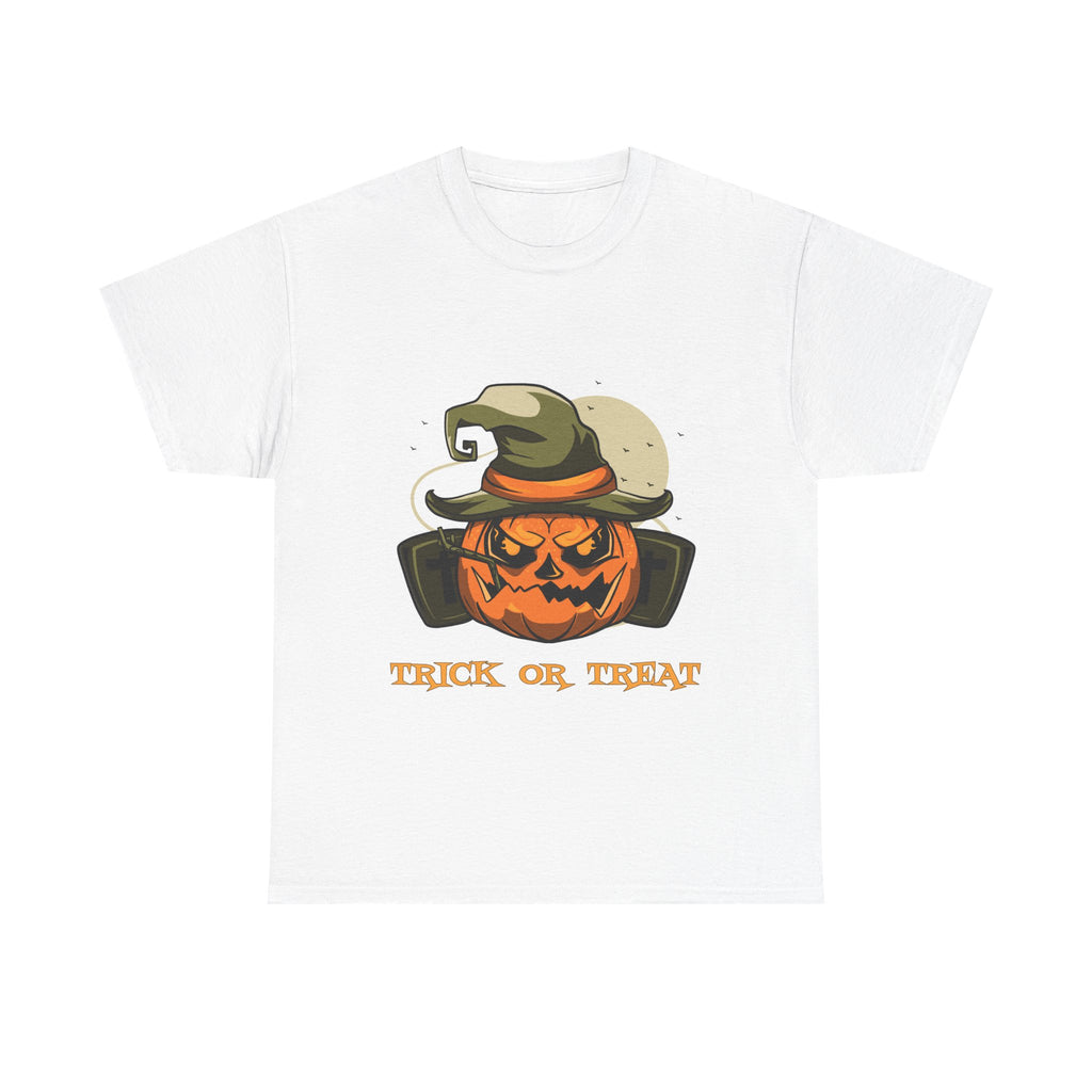 Halloween Pumpkin Tee, Trick or Treat Shirt, Unisex Cotton T-Shirt, Cozy Fall Apparel, Spooky Festival Top
