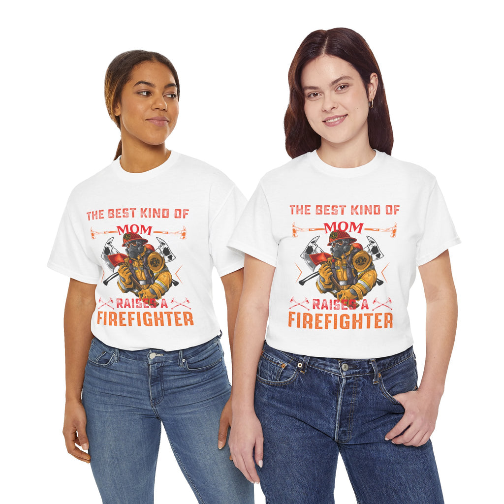 Firefighter Mom Unisex Heavy Cotton Tee, Gift for Firefighter Families, Mother's Day Shirt, Fun Tees, Family Gifts, Supportive Apparel