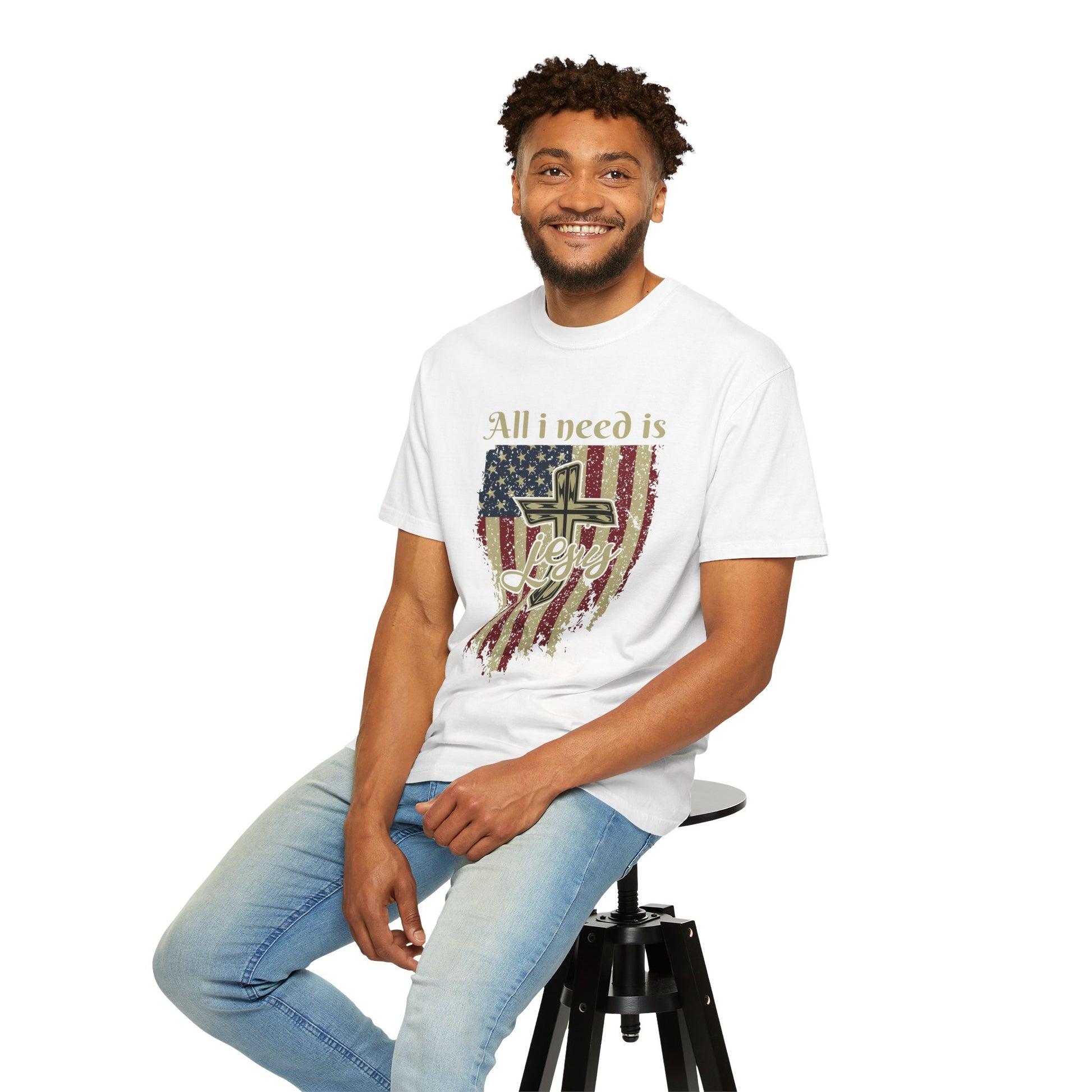All I Need Is Jesus T-Shirt | Garment-Dyed | Faith-Based Apparel | Christian Gift | Casual Wear | Summer Style | Inspirational Tees
