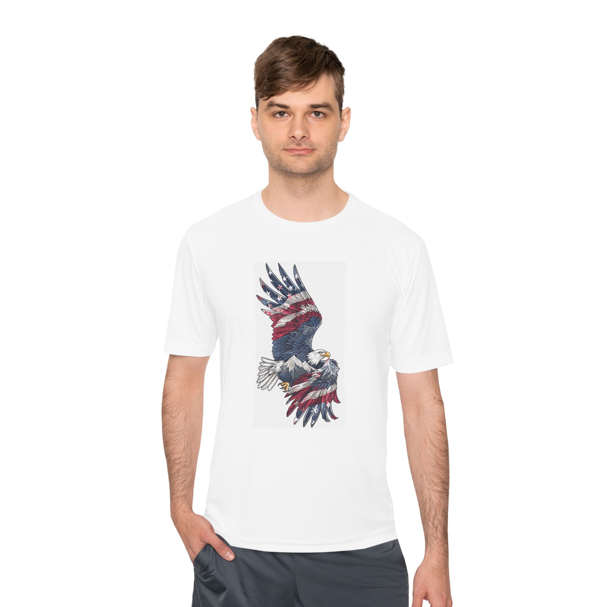 Patriotic Eagle Wicking Tee - USA Flag T-Shirt for Independence Day, Outdoor Activities, Gym, Casual Wear, Gifts